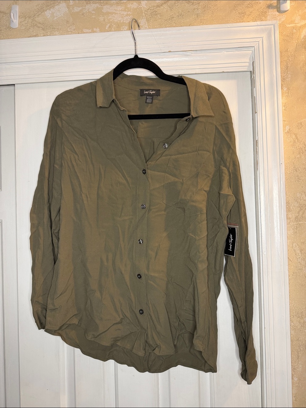 Lord & Taylor Olive Button-Down Shirt